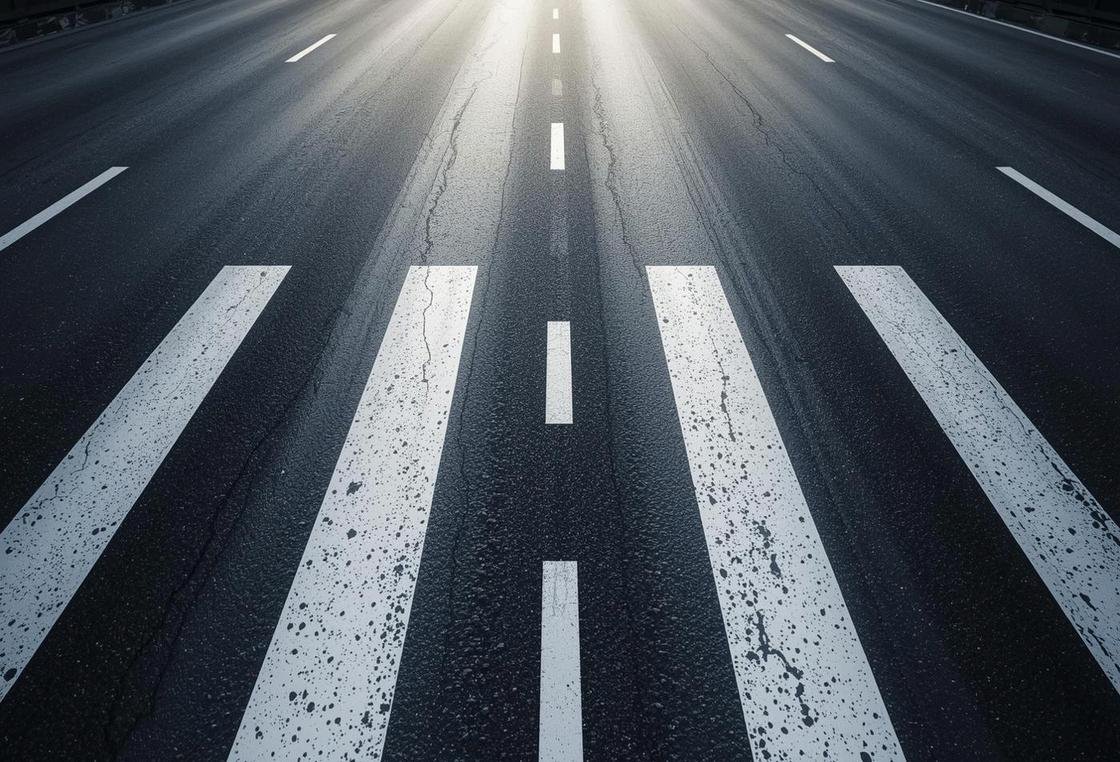 Roadway striping with clean lane lines
